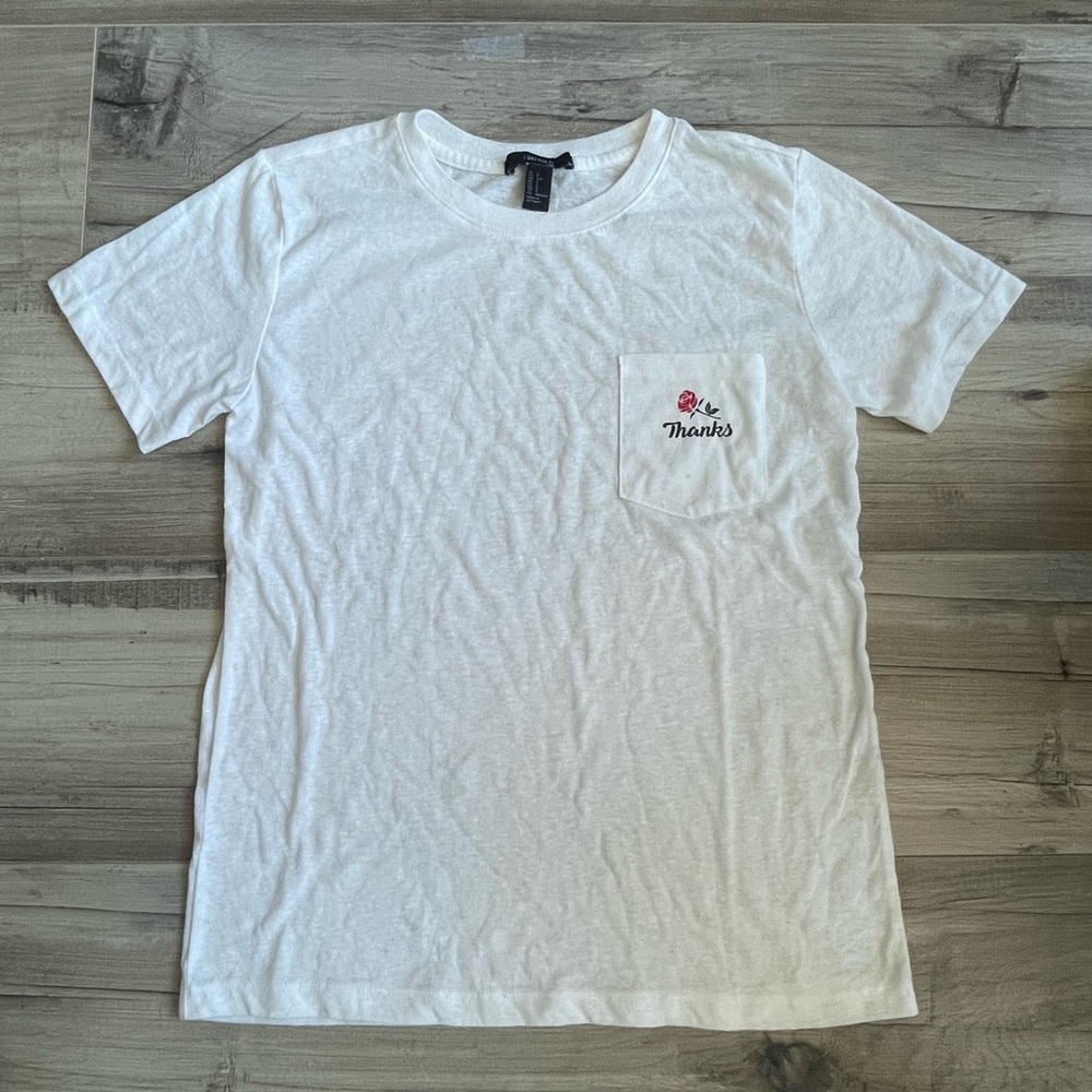 Forever 21 White “Thanks” T-Shirt